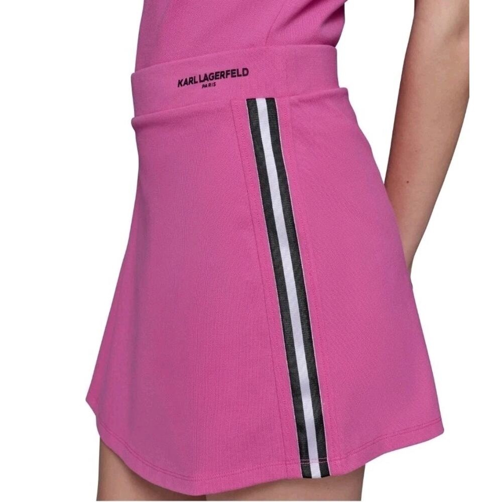 Karl Lagerfeld Paris Women's Side Stripe Mini Skort - Hot Summer Pink Size S